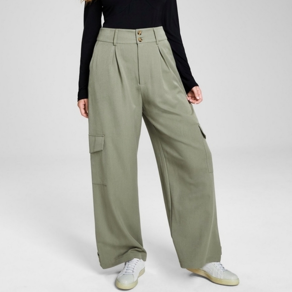 And Now This Olive Green Wide Leg Cargo Pants Large